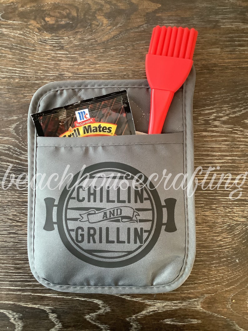 Grill master potholder King of the grill potholder BBQ potholder Grilling potholder set Father's day gift Dad birthday gift Dad gift image 4