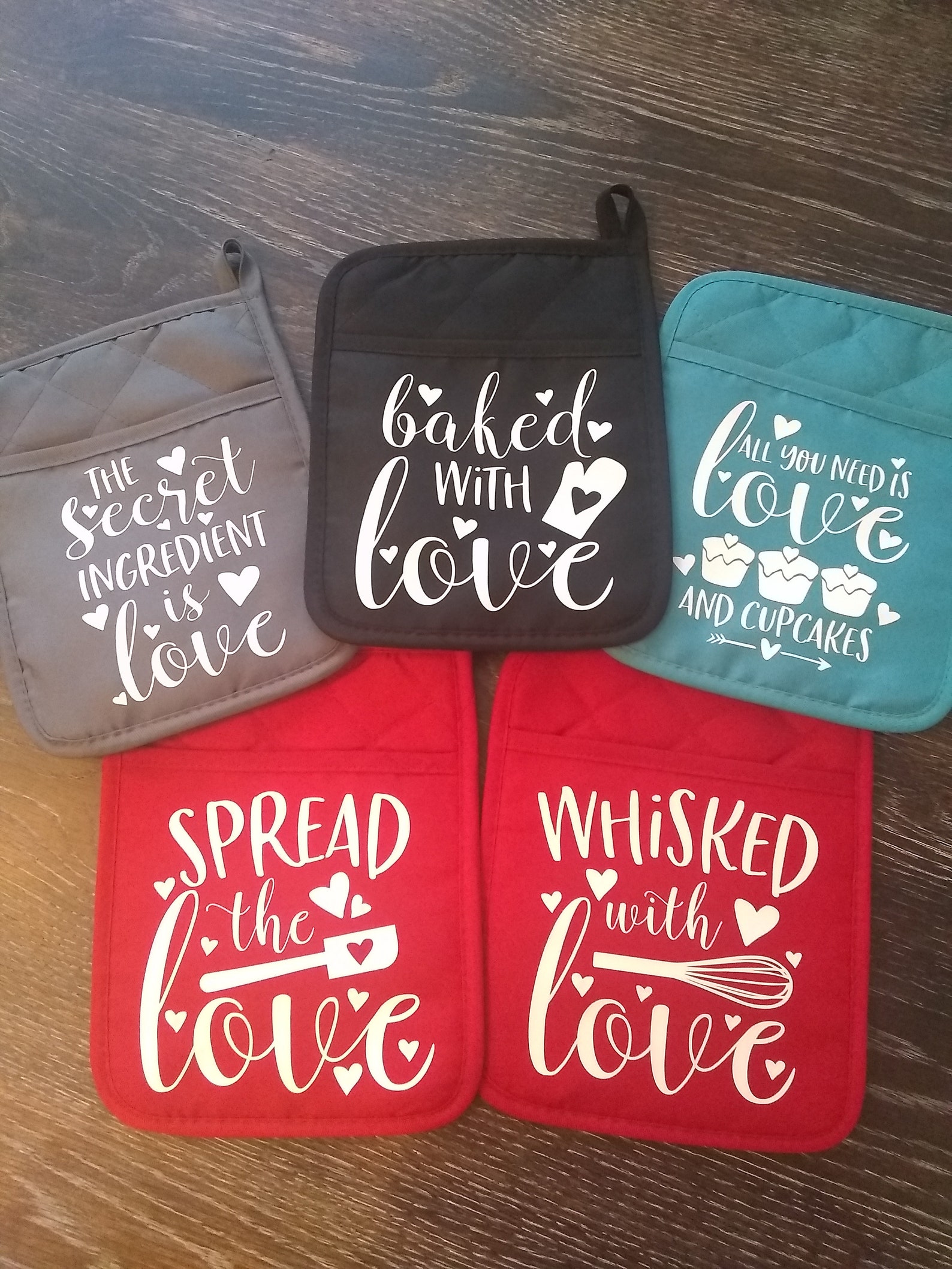 Love Potholders Valentine's Day Potholders Mother's Etsy