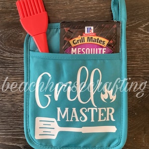 Grill master potholder King of the grill potholder BBQ potholder Grilling potholder set Father's day gift Dad birthday gift Dad gift image 5