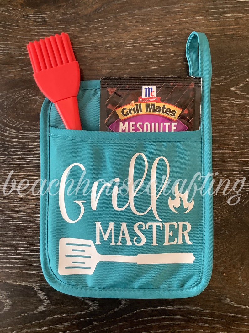 Grill master potholder King of the grill potholder BBQ potholder Grilling potholder set Father's day gift Dad birthday gift Dad gift image 5