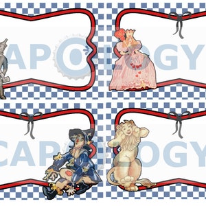 Wizard of Oz Character Name Tags, Labels, Digital download, 2&quot; x 3&quot; Avery Label compatible, Sticker Art, Printable Scrapbook