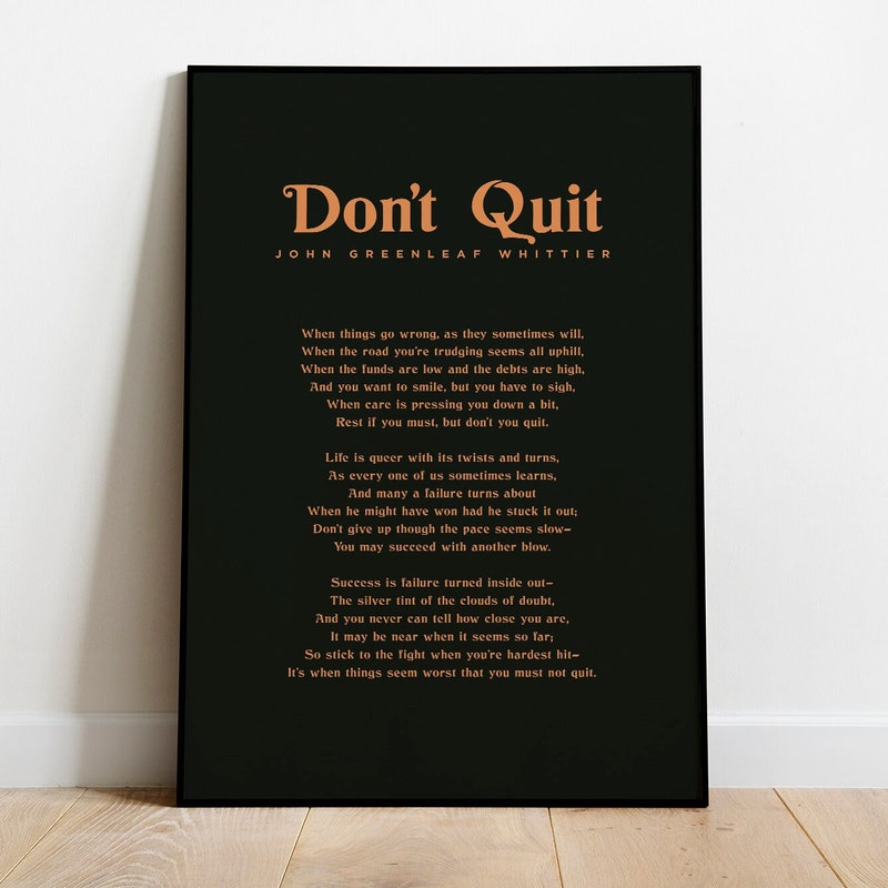 Dont Quit Poem Etsy