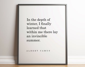 Albert Camus Quote Print - UNFRAMED - Albert Camus Poster - Quote Wall Art - Minimalist, Typographic Print - Motivational Quote - Literature