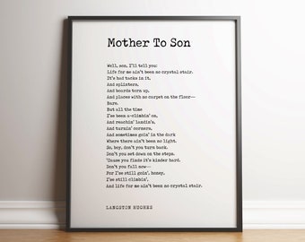 Mother To Son - Langston Hughes Poem - Unframed Print - Literary Poster - Motivational Poem