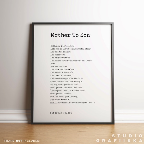 Mother To Son - Langston Hughes Poem - Unframed Print - Literary Poster - Motivational Poem