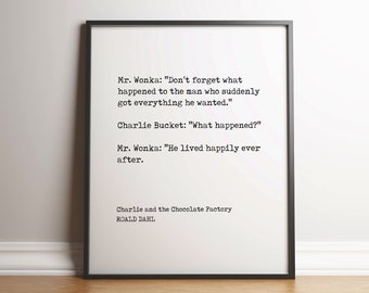 Charlie and the Chocolate Factory quote - Roald Dahl - High Quality Print - Literary Poster - UNFRAMED Poster