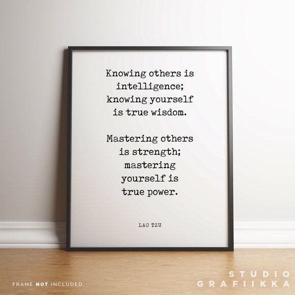 Knowing Yourself Is True Wisdom - Lao Tzu - Motivational Quote - Literary Print - Unframed