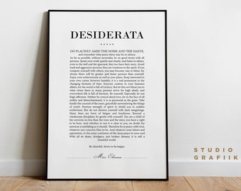 Impression d'art Desiderata - poème de Max Ehrmann - affiche typographique 11 - poème motivant - affiche sans cadre - impression minimaliste - littérature