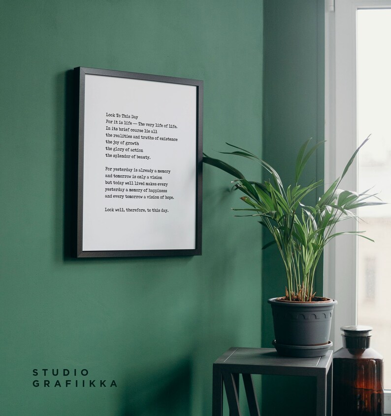 Look to this day poem today well lived poster unframed etsy