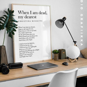 When I am Dead, My Dearest Christina Rossetti High Quality Poster Literary Print Unframed Print image 2