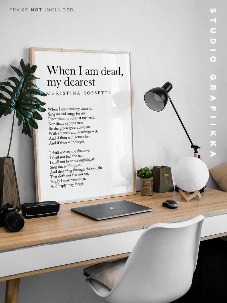 When I am Dead, My Dearest Christina Rossetti High Quality Poster Literary Print Unframed Print image 2