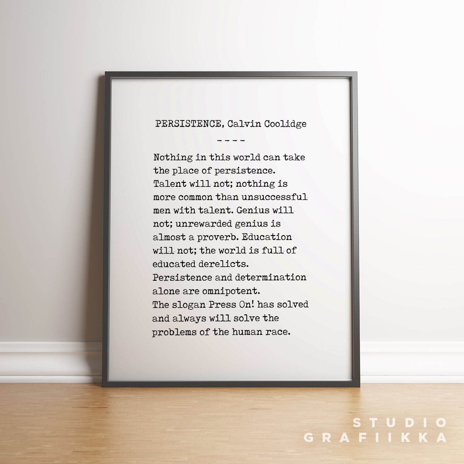 Persistence Calvin Coolidge Quote Print UNFRAMED Poster - Etsy