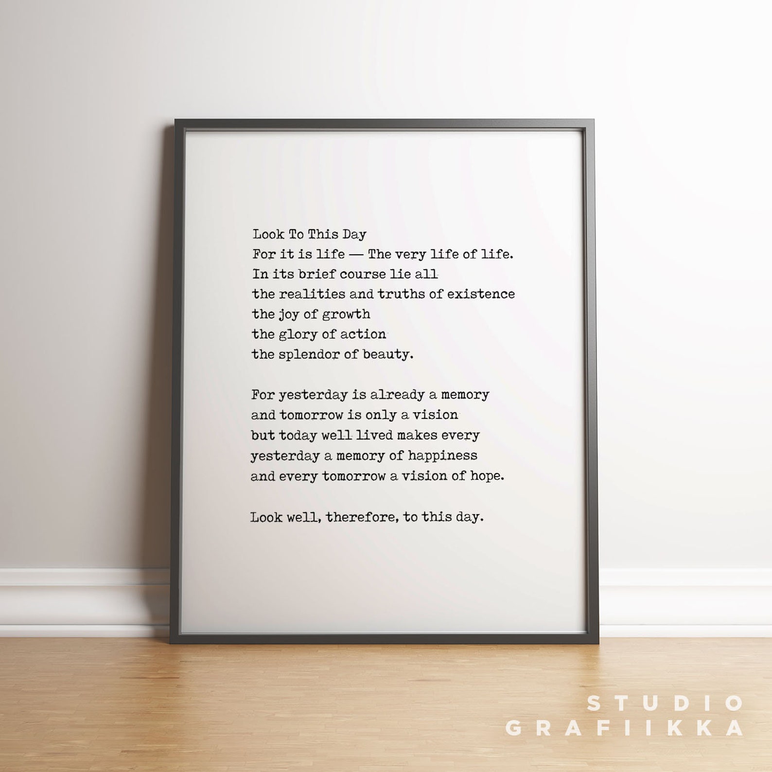 Look to this day poem today well lived poster unframed etsy uk