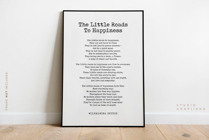 The Little Roads to Happiness UNFRAMED Poster Wilhelmina Etsy
