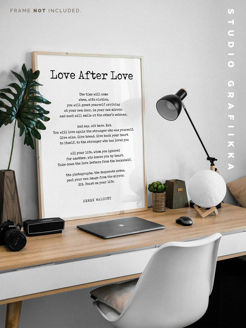 Love After Love Derek Walcott Poem Unframed Print Literary Poster Selflove, Self Recognition