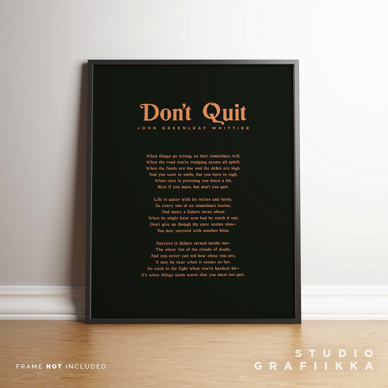 Don't Quit Poem John Greenleaf Whittier Typographic Poster Minimal ...