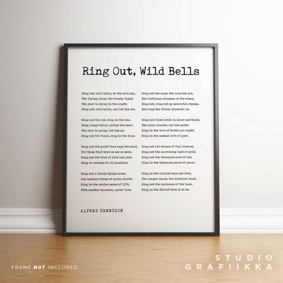 Ring Out, Wild Bells - Alfred, Lord Tennyson Poem - Literature - Typography  Print 3 - Vintage