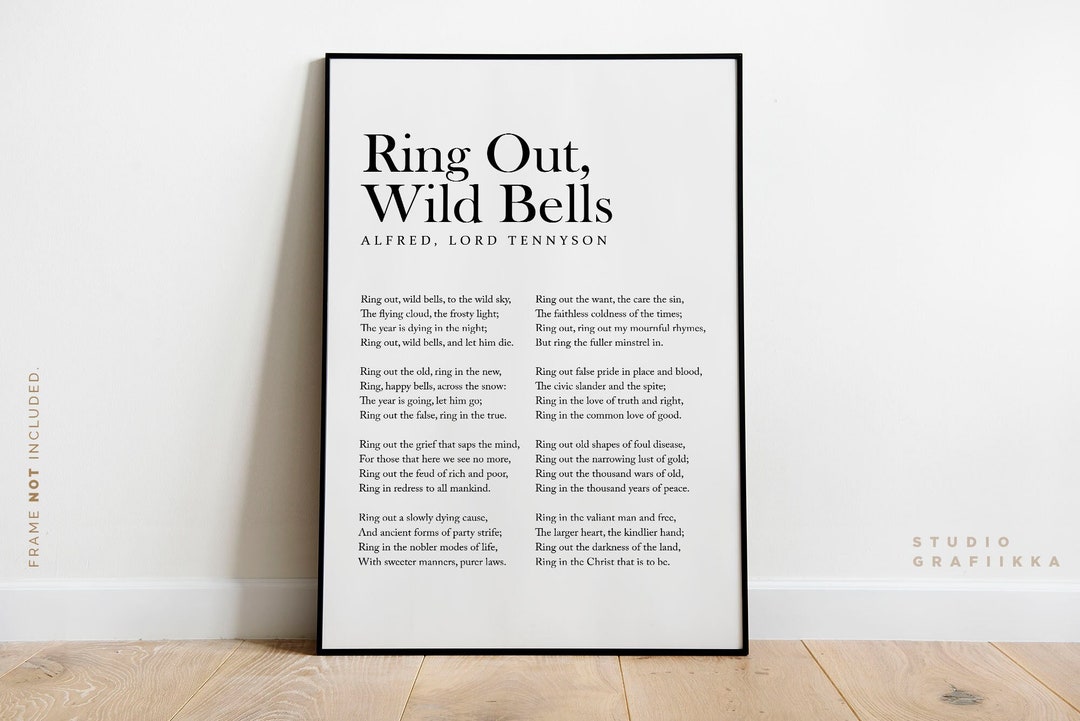 Ring Out, Wild Bells - Alfred, Lord Tennyson Poem - Literature - Typography  Print 1 Wood Print by Studio Grafiikka - Fine Art America