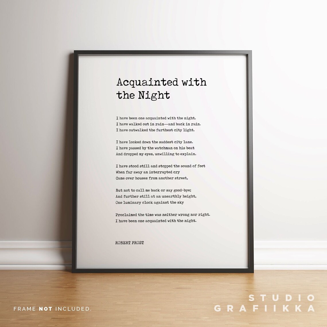 Acquainted With the Night Robert Frost Poem Literary Wall - Etsy