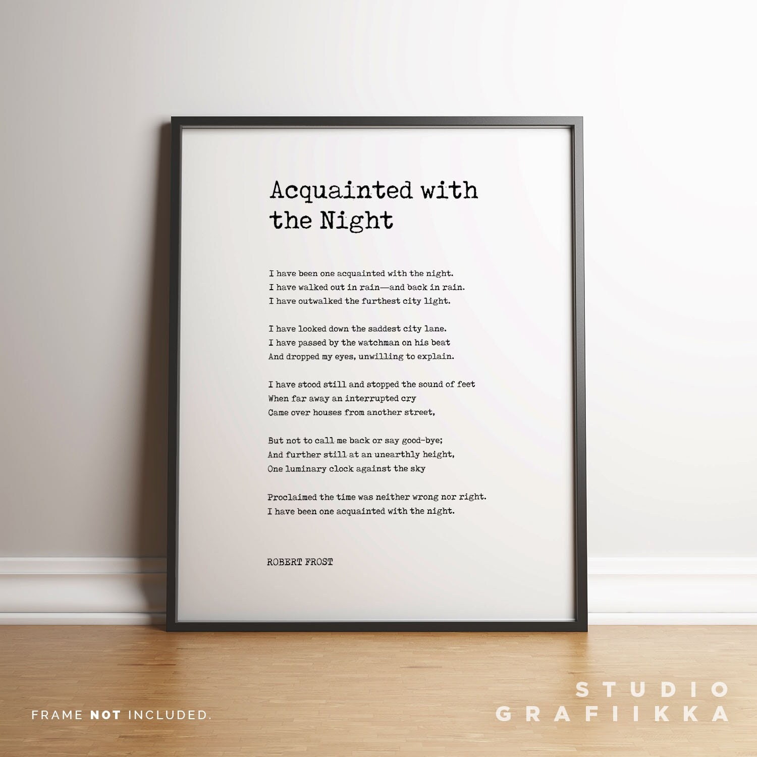 Acquainted With The Night Robert Frost Poem Literary Wall Etsy Australia