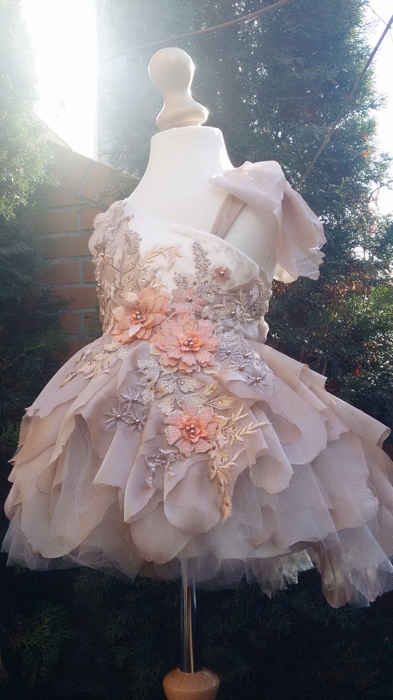 Couture caramel dress for 3 years old girl | Etsy