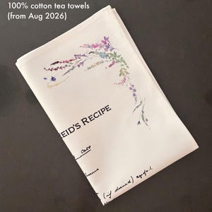 Torchon avec écriture manuscrite, torchon personnalisé avec recette manuscrite, torchon avec recette de famille, torchon personnalisé, cadeau torchon personnalisé