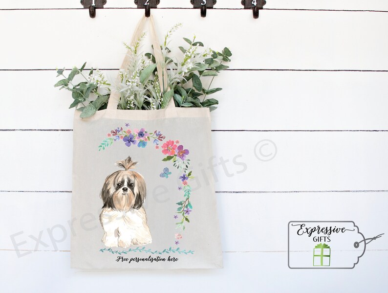 Shihtzu Tote Bag Long Haired Shihtzu Dog Bag Dog Lover Gift Etsy