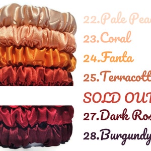 100% Mulberry Silk scrunchie, silk scrunchie 19 momme silk skinny size, silk scrunchy-63 colours image 5