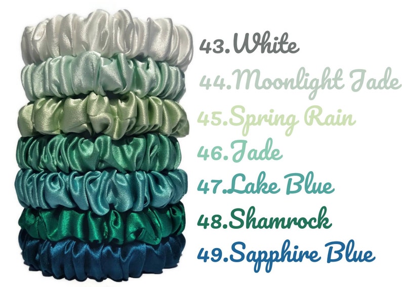 100% Mulberry Silk scrunchie, silk scrunchie 19 momme silk skinny size, silk scrunchy-63 colours image 8