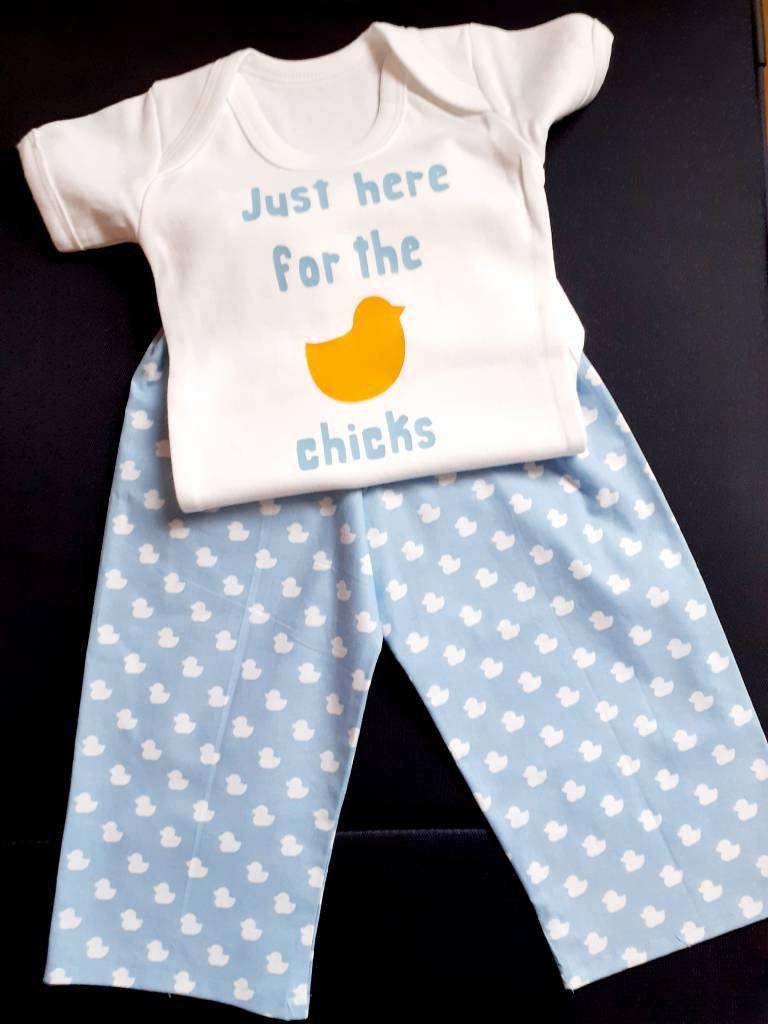 Handmade baby boy Chick pyjama set. Age 612 months Etsy