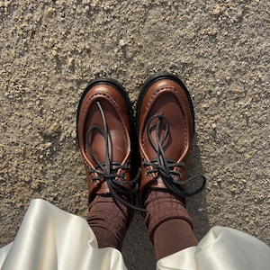 Handmade Black Leather Moc Toe Shoes, Chunky Lug Sole Lace Up image 15