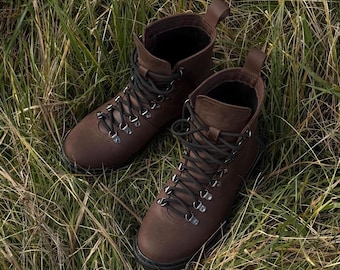 Women’s Lace-Up Leather Boots | Crazy Horse Brown & Black Leather Boots | Handmade Durable Boots with Stitched Sole