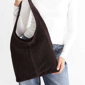 Suede Tote Bag with Zipper - Handmade Bag for Women