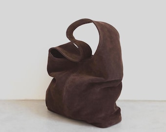 Elegante borsa in pelle scamosciata fatta a mano: una borsa tote