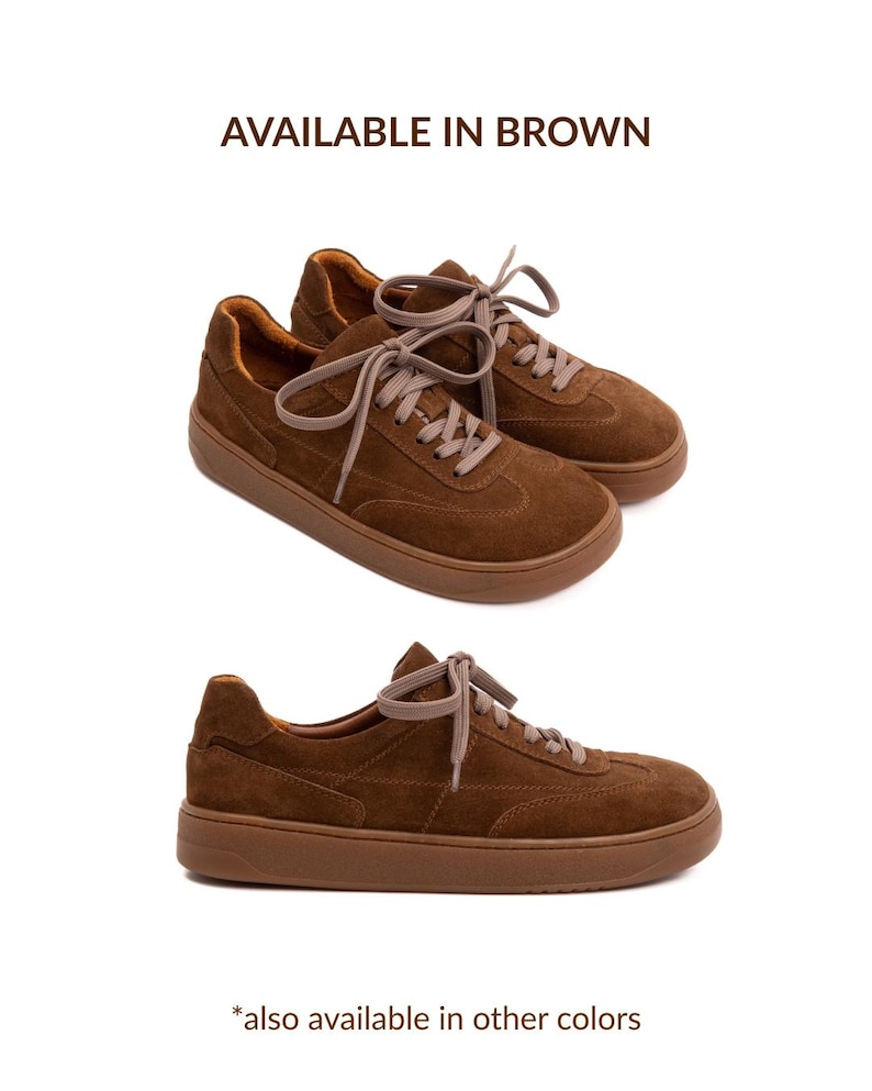 Elegantes zapatillas de ante descalzas: zapatos minimalistas con puntera ancha Brown