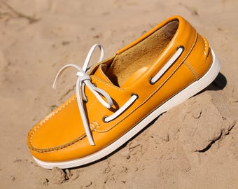 Yellow Boat Shoes: Step up Your Style with Classic Leather Moccasins