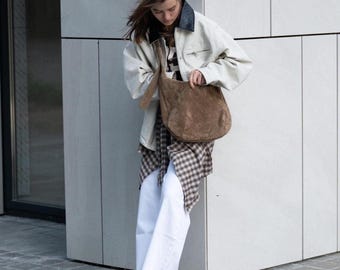 Klassische Wildleder Hobo Geldbörse - Handgemachte Weiche Leder Slouchy Tasche für Frauen, Boho Schulter Tasche