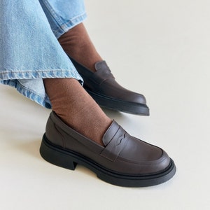 Brown Penny Loafers for Women - Chic and Comfy Footwear