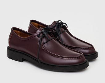 Burgundy Men's Leather Shoes: Handcrafted with Genuine Leather, Effortlessly Stylish for Any Occasion