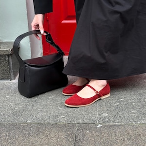 Handmade Black Leather Tote Bag - Shoulder Purse, Minimalist Everyday Handbag for Women