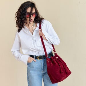 Red (Burgundy) Suede Pouch - Stylish Storage for Your Essentials