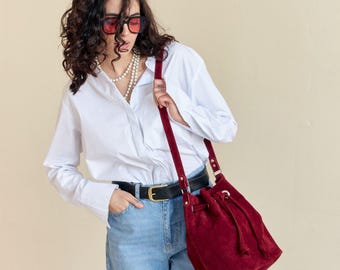 Red (Burgundy) Suede Pouch - Stylish Storage for Your Essentials