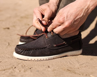 Handmade Men’s Topsiders | Crazy Horse Leather Boat Shoes | Chocolate Brown | Ukrainian Craftsmanship