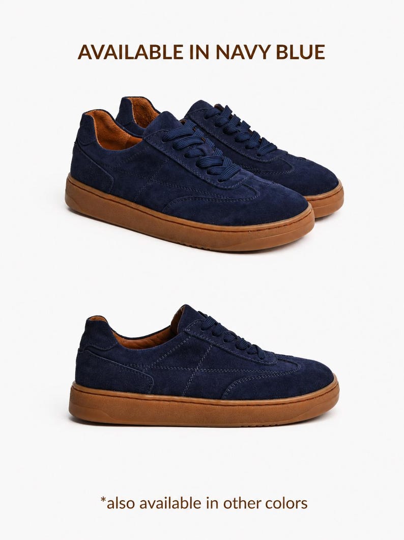 Elegantes zapatillas de ante descalzas: zapatos minimalistas con puntera ancha Navy Blue