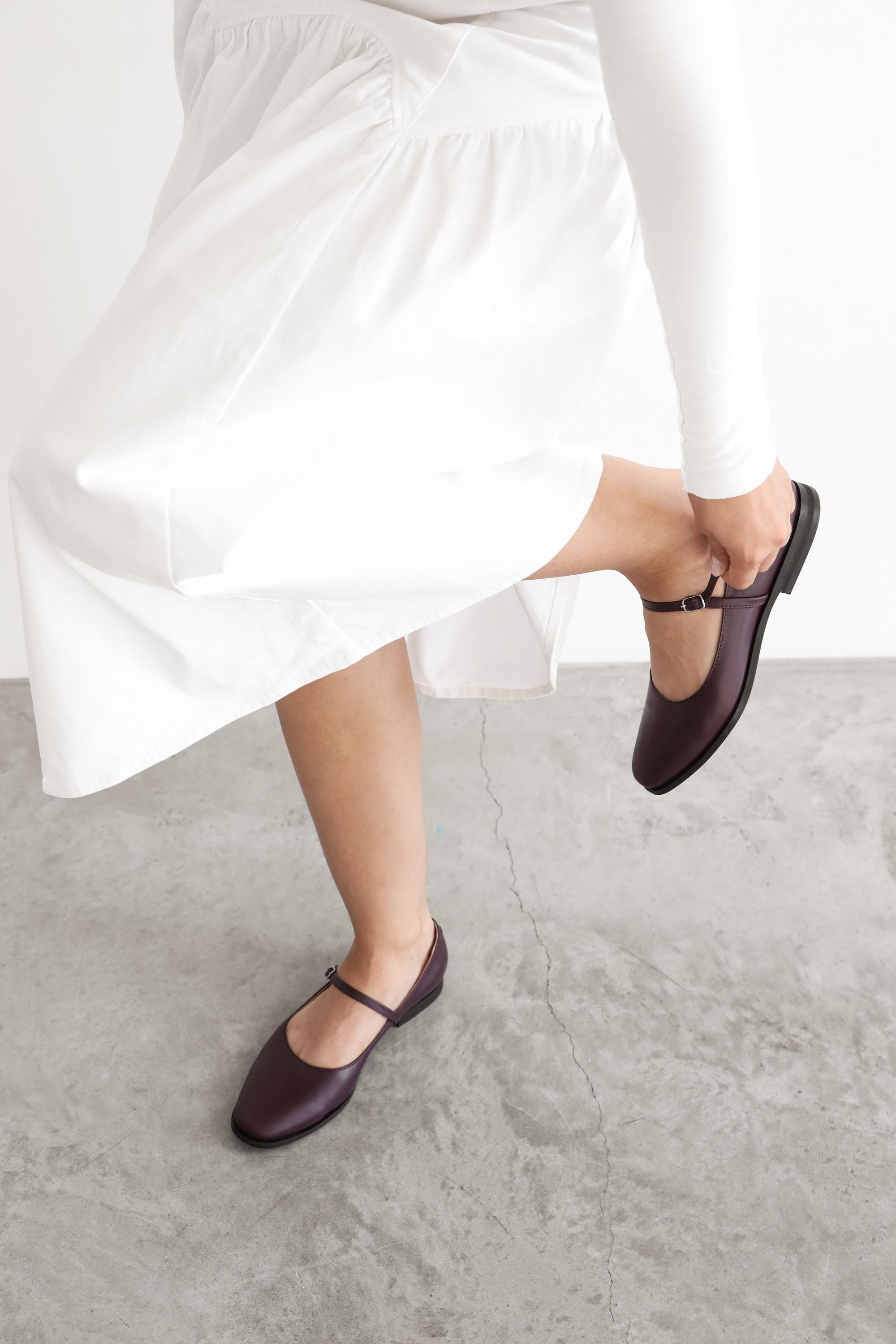 Burgundy Leather Mary Jane Shoes main image 1