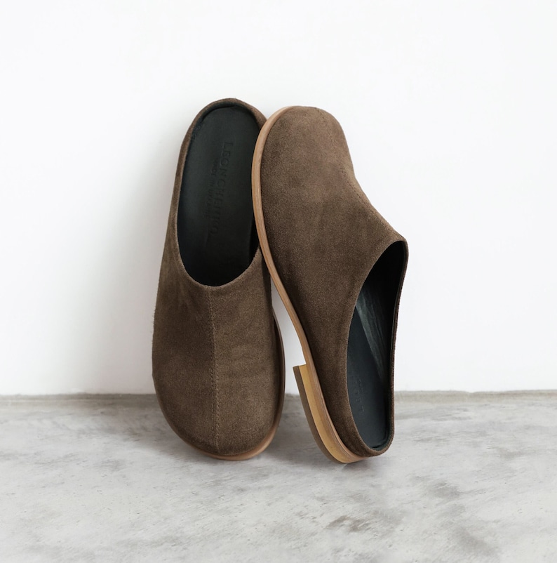 anatomical mules, suede mules, clogs