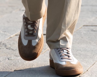 Men's Leather Trainers, Handmade Casual Shoes, Comfortable Walking Footwear, Minimalist Everyday Sneakers