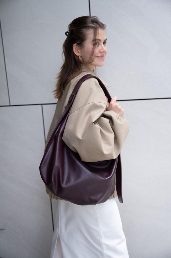 Burgundy Leather Hobo Bag - A Must-Have Stylish Handmade Bag for Women