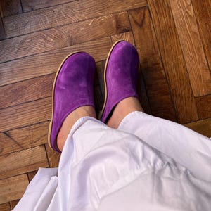 Purple Anatomical Mules: Wide Toe Shoes, Balance of Fashion & Comfort