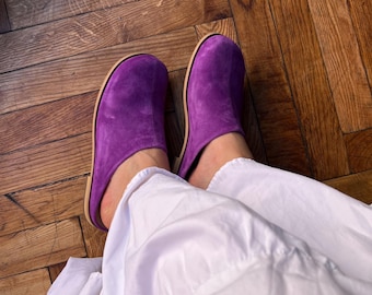Purple Anatomical Mules: Wide Toe Shoes, Balance of Fashion & Comfort